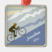 サイクパーソナライズされたリストサイクリングアップマウンテンロードバイク メタルオーナメント (正面)