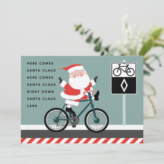 サイクリストおもしろいサイクリングホリデークリスマスカード (スタンド正面)