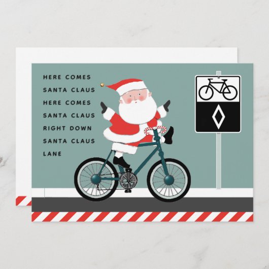 サイクリストおもしろいサイクリングホリデークリスマスカード (正面/裏面)