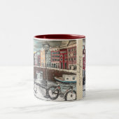 サイクリストのためのクリスマスのギフト-アムステルダムの冬 ツートーンマグカップ (中央)