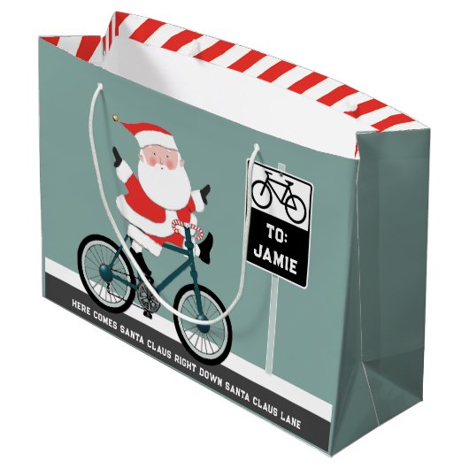 サイクリストのためのクリスマス ラージペーパーバッグ (裏面アングル)