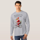 サイクリストのための自転車のクリスマスプレゼントにリス Tシャツ (正面フル)