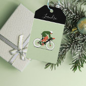 サイクリストのイラストレーションサイクリング自転車に乗る子供の名前 ギフトタグ