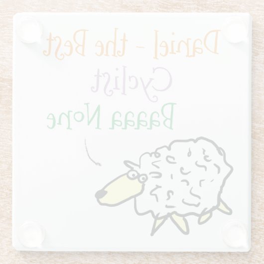 サイクリストのガラスコースターのための羊のデザイン ガラスコースター (裏面)