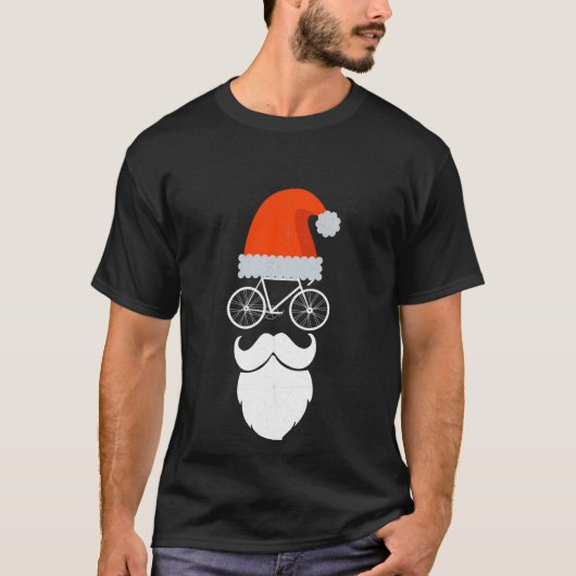 サイクリストのサンタ自転車サイクリングマニアギフト Tシャツ (正面)