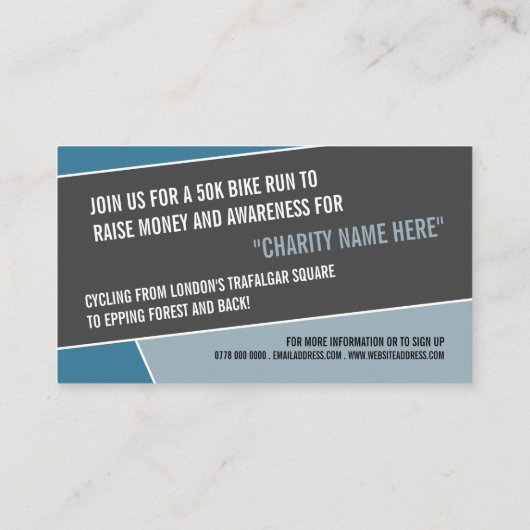 サイクリストのシルエット、チャリティバイクアソンイベント 名刺 (裏面)