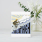 サイクリストのレーシングバイク急なマウンテンレトロスタイル ポストカード (スタンド正面)