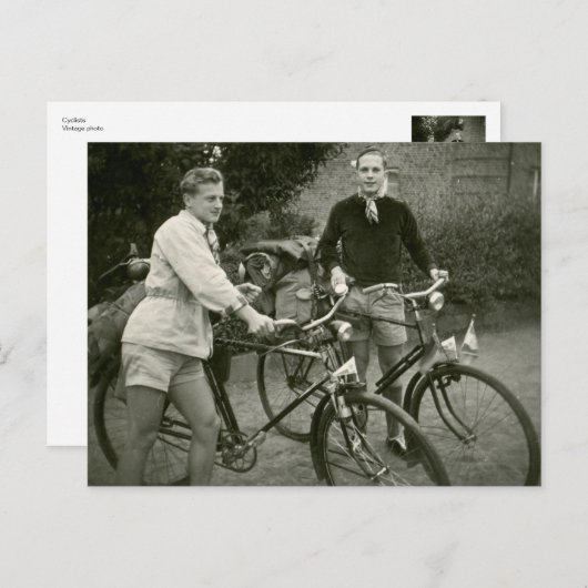 サイクリストのヴィンテージ写真はがき ポストカード (正面/裏面)
