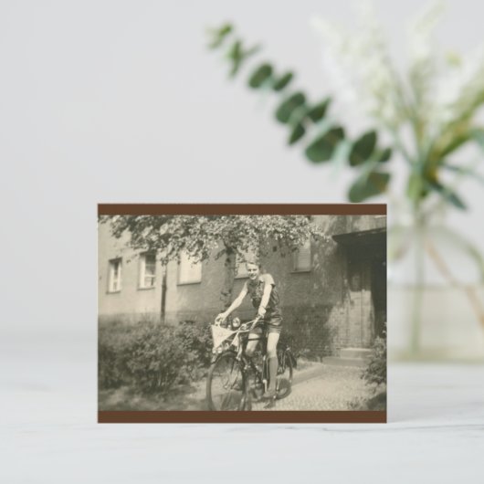 サイクリストのヴィンテージ写真はがき ポストカード (スタンド正面)
