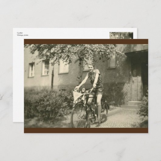 サイクリストのヴィンテージ写真はがき ポストカード (正面/裏面)