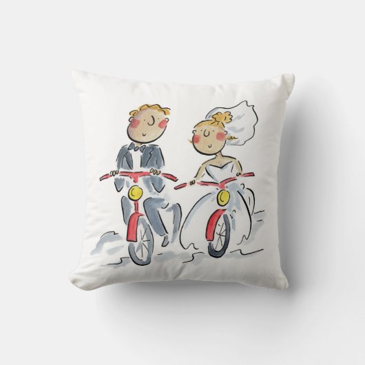 サイクリストの新郎新婦 クッション (正面)