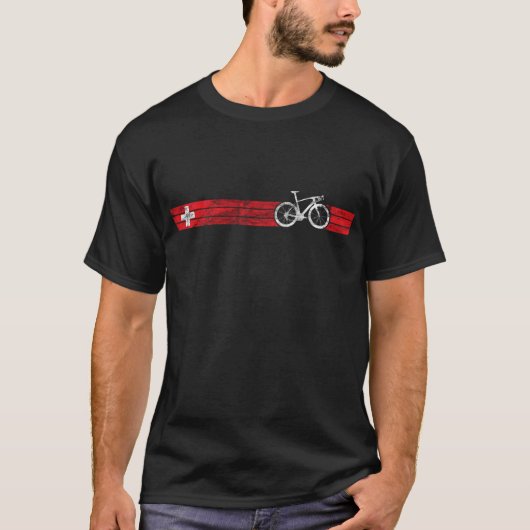 サイクリストの旗のスイス連邦共和国スイスCHのバイクの競争 Tシャツ (正面)