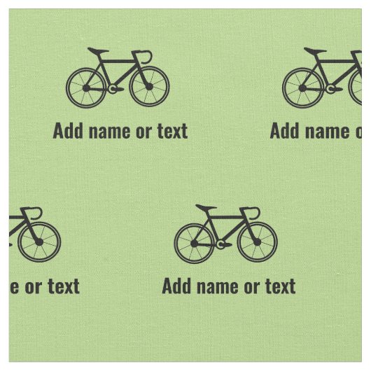 サイクリストの自転車パターンと独自の文字 – 任意の色 ファブリック (クローズアップ)