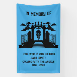 サイクリストの葬儀の記念として 横断幕