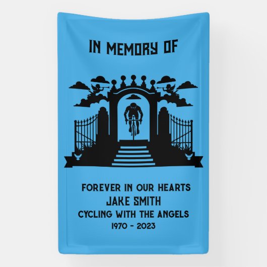 サイクリストの葬儀の記念として 横断幕 (縦)