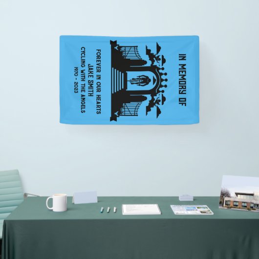 サイクリストの葬儀の記念として 横断幕 (トレードショー)