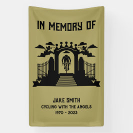 サイクリストの葬儀の記念として 横断幕