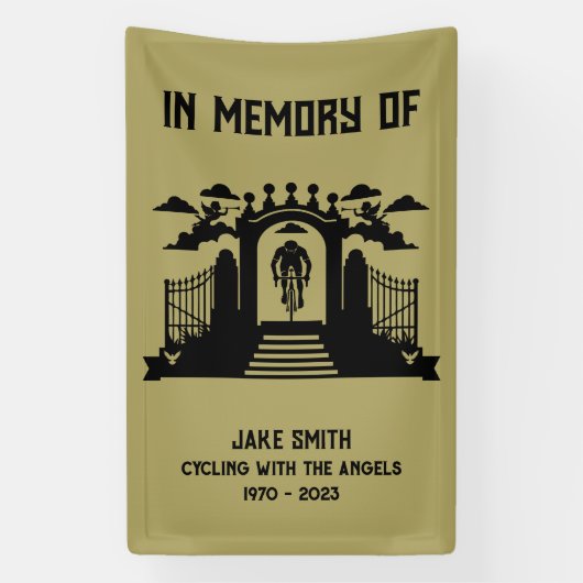 サイクリストの葬儀の記念として 横断幕 (縦)