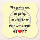 サイクリストやる気を起こさせるスローガン黄 ペーパーコースター (正面)