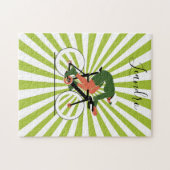 サイクリストイラストレーションサイクリング自転車の名前 ジグソーパズル (横)