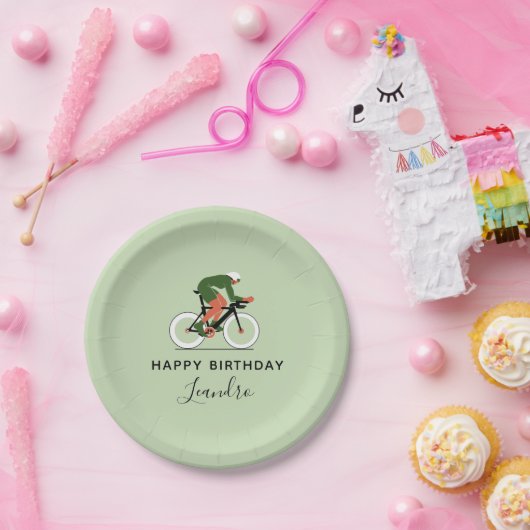 サイクリストイラストレーションサイクリング自転車の名前 ペーパープレート (パーティー)