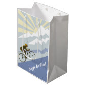 サイクリストサイクリングアップマウンテンロードバイク誕生日 ミディアムペーパーバッグ (正面アングル)