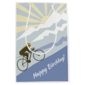 サイクリストサイクリングアップマウンテンロードバイク誕生日 ミディアムペーパーバッグ (正面)