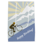 サイクリストサイクリングアップマウンテンロードバイク誕生日 ミディアムペーパーバッグ (裏面)