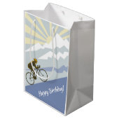 サイクリストサイクリングアップマウンテンロードバイク誕生日 ミディアムペーパーバッグ (裏面アングル)