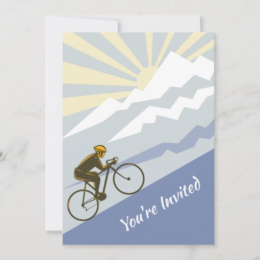 サイクリストサイクリングアップマウンテンロードバイク誕生日 招待状 (正面)