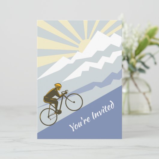 サイクリストサイクリングアップマウンテンロードバイク誕生日 招待状 (スタンド正面)