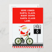 サイクリストサイクリングホリデークリスマスカード シーズンポストカード (正面/裏面)