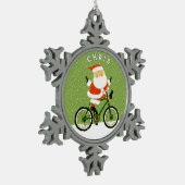 サイクリストサイクリング収集可能 スノーフレークピューターオーナメント (左)