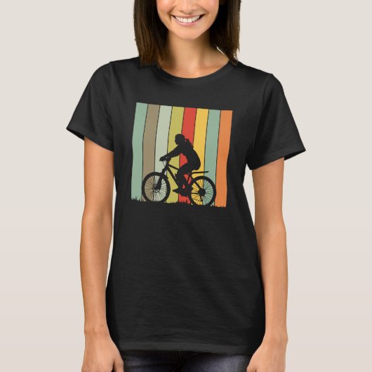サイクリストサイクリング自転車レトロヴィンテージギフト女性 Tシャツ (正面)