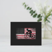 サイクリストサイクリング自転車米国国旗7月4日 ポストカード (スタンド正面)