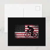サイクリストサイクリング自転車米国国旗7月4日 ポストカード (正面/裏面)
