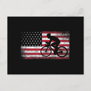 サイクリストサイクリング自転車米国国旗7月4日 ポストカード