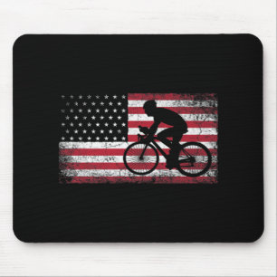 サイクリストサイクリング自転車米国国旗7月4日 マウスパッド