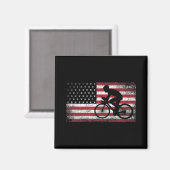 サイクリストサイクリング自転車米国国旗7月4日 マグネット (正面/裏面)