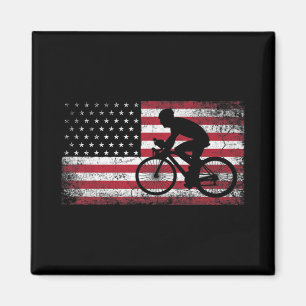 サイクリストサイクリング自転車米国国旗7月4日 マグネット