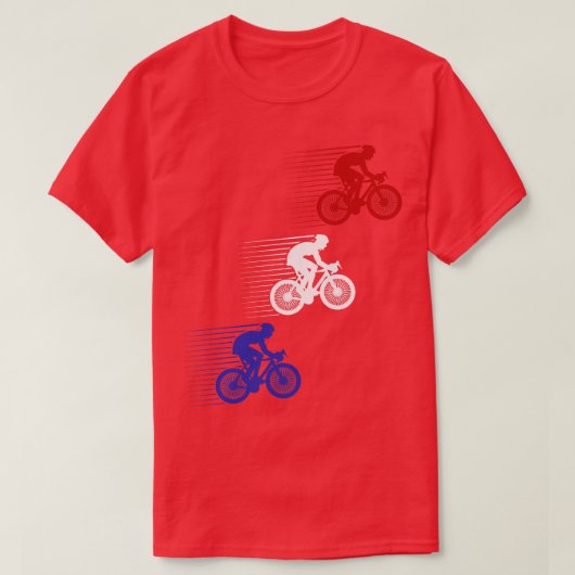 サイクリストサイクリング自転車米国国旗7月4日 Tシャツ (デザイン正面)