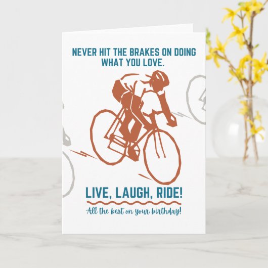 サイクリスト用誕生日カード自転車ライダー カード (黄色い花)