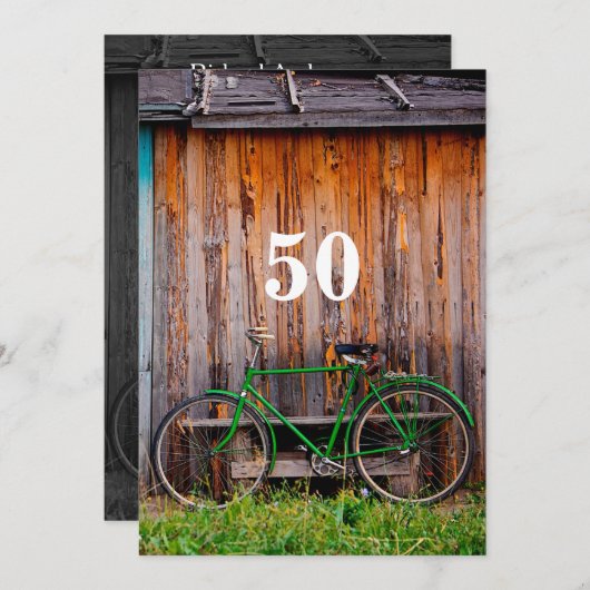 サイクリスト誕生祝い招待状 – 任意の年齢 招待状 (正面/裏面)