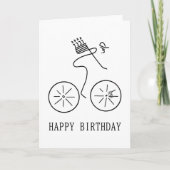サイクリスト運お誕生日ケーキラインベクトル自転車 カード (正面)