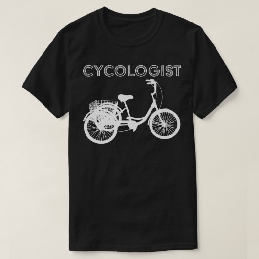 サイクリスト・おもしろいことわざ成人三輪車用サイコロジスト Tシャツ (デザイン正面)