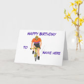 サイクリスト・レーシングの誕生日カード。名前を追加します。 カード (黄色い花)