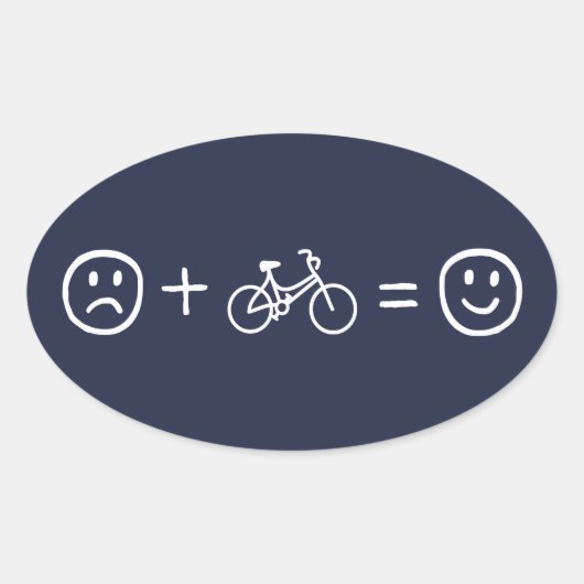 サイクリングが幸せになる 楕円形シール (正面)