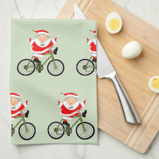 サイクリングするクラウス夫人 クリスマス キッチンタオル