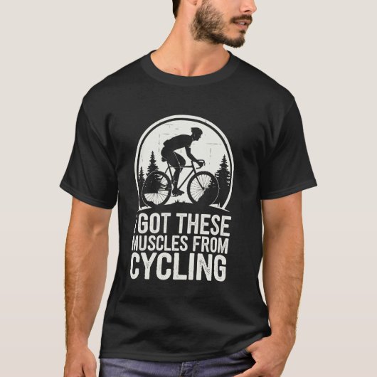 サイクリングで筋肉がついたよ 面白い 1 Tシャツ (正面)