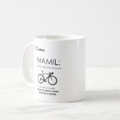 サイクリングのマグ- MAMILの行動 コーヒーマグカップ (正面左)